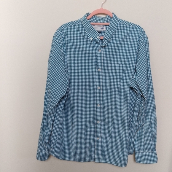 Old Navy Blue and White Cotton Gingham Plaid Classic Button Down Shirt Size XL - Picture 1 of 8